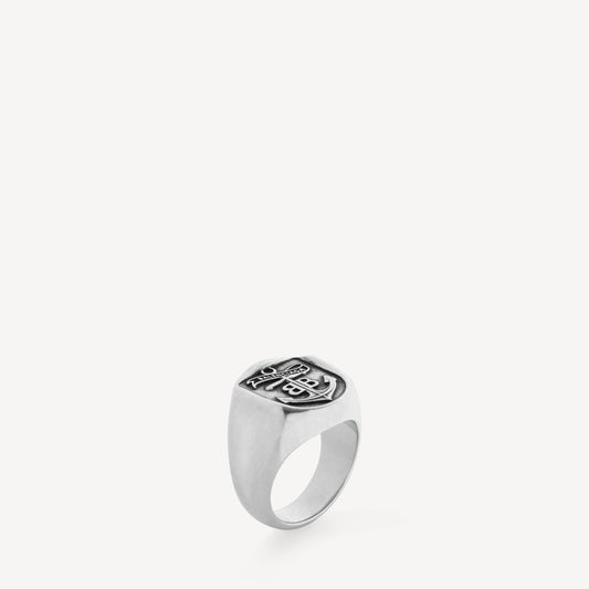 Anchor crest signet ring - alternative view