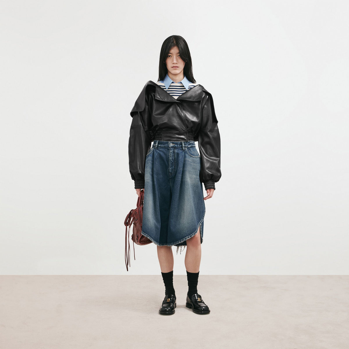 Wrap collar blouson - alternative view