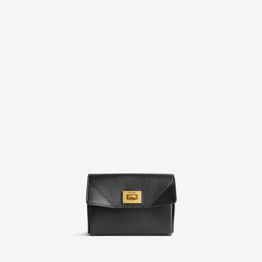 Rodeo card holder with flap - Black