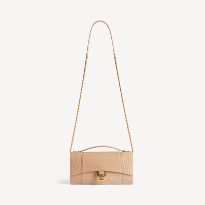 Hourglass pochette with chain - Nude