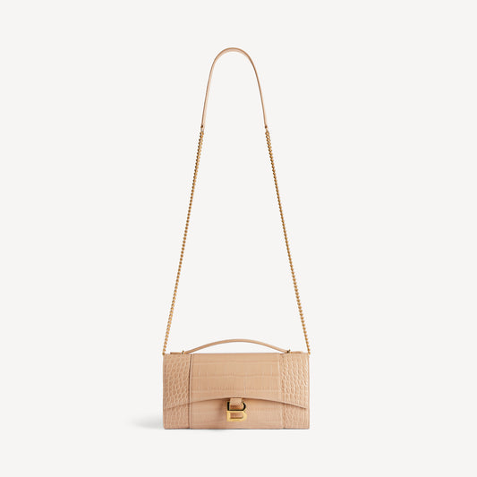 Hourglass pochette with chain - Nude