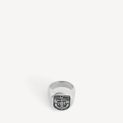 Anchor crest signet ring - Antique Silver