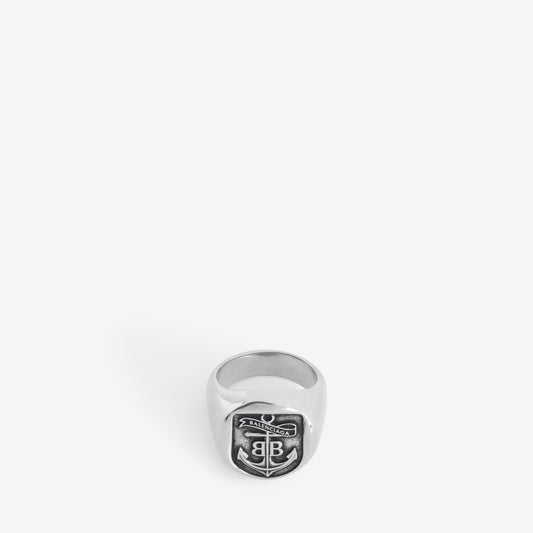 Anchor crest signet ring - Antique Silver