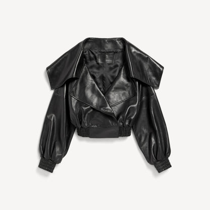 Wrap collar blouson - Black