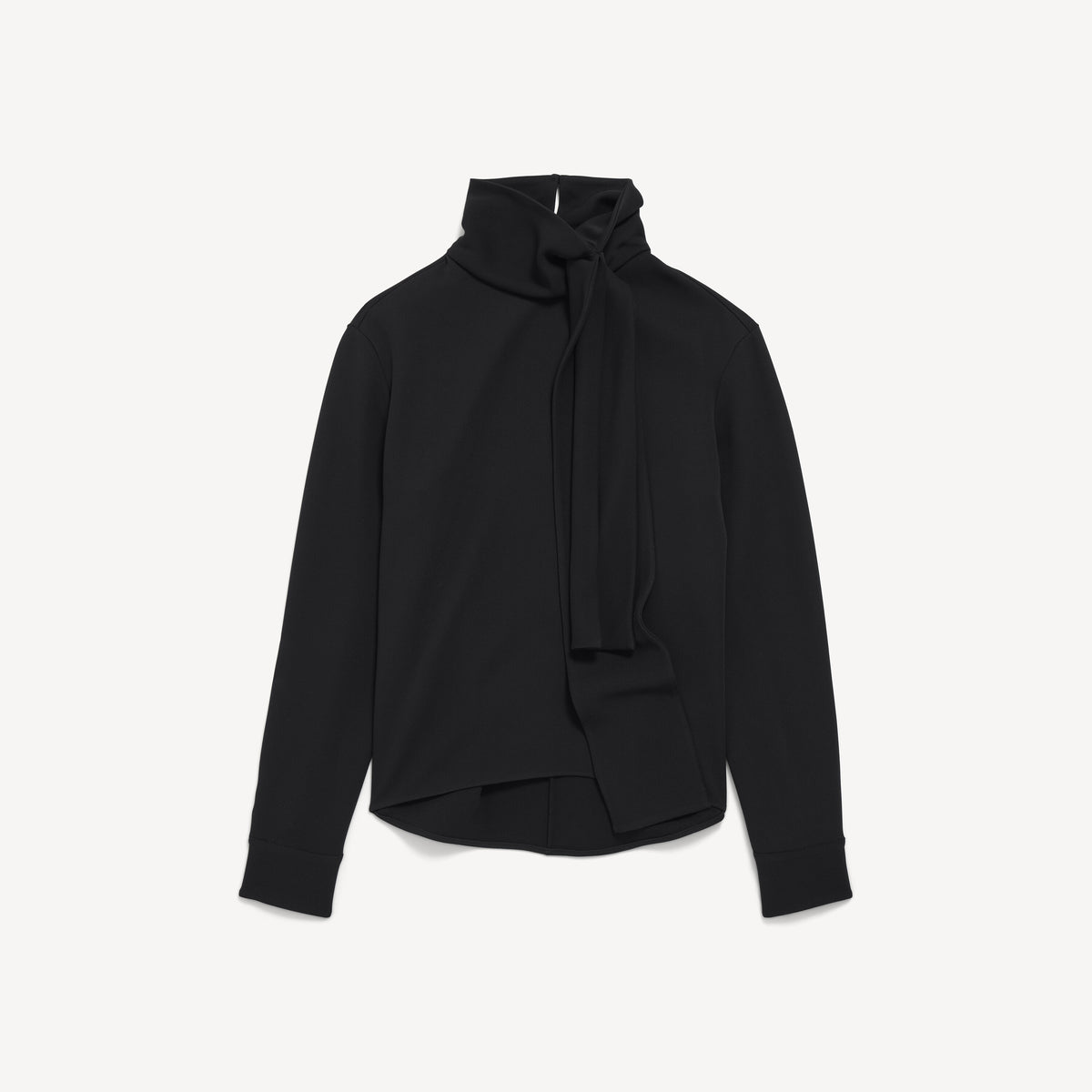 Silk crepe scarf shirt - Black