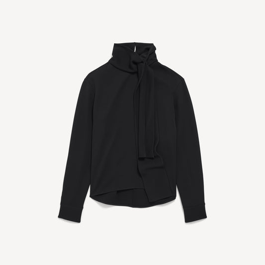 Silk crepe scarf shirt - Black